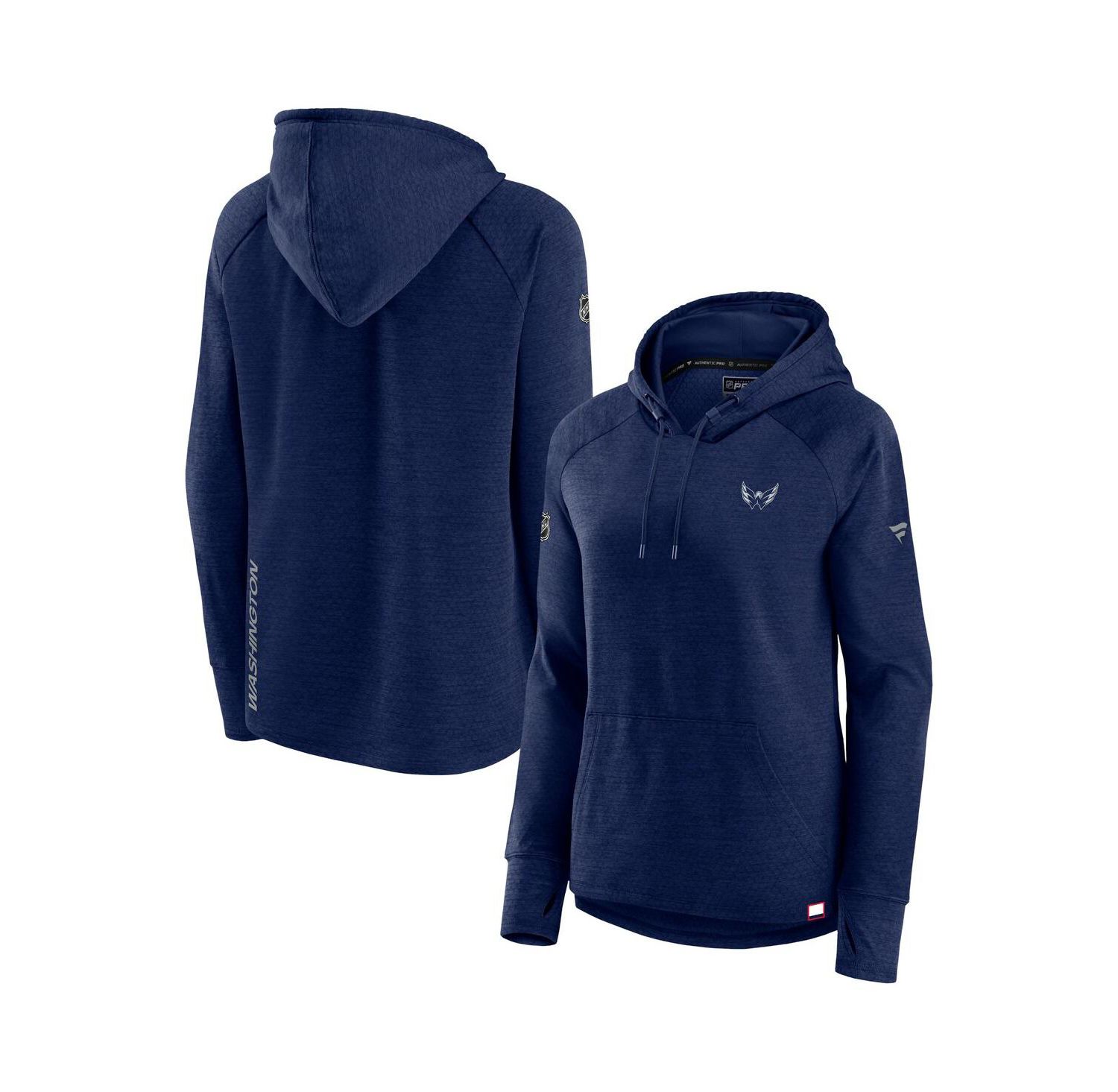 Women's Heather Navy Washington Capitals Authentic Pro Pullover Hoodie