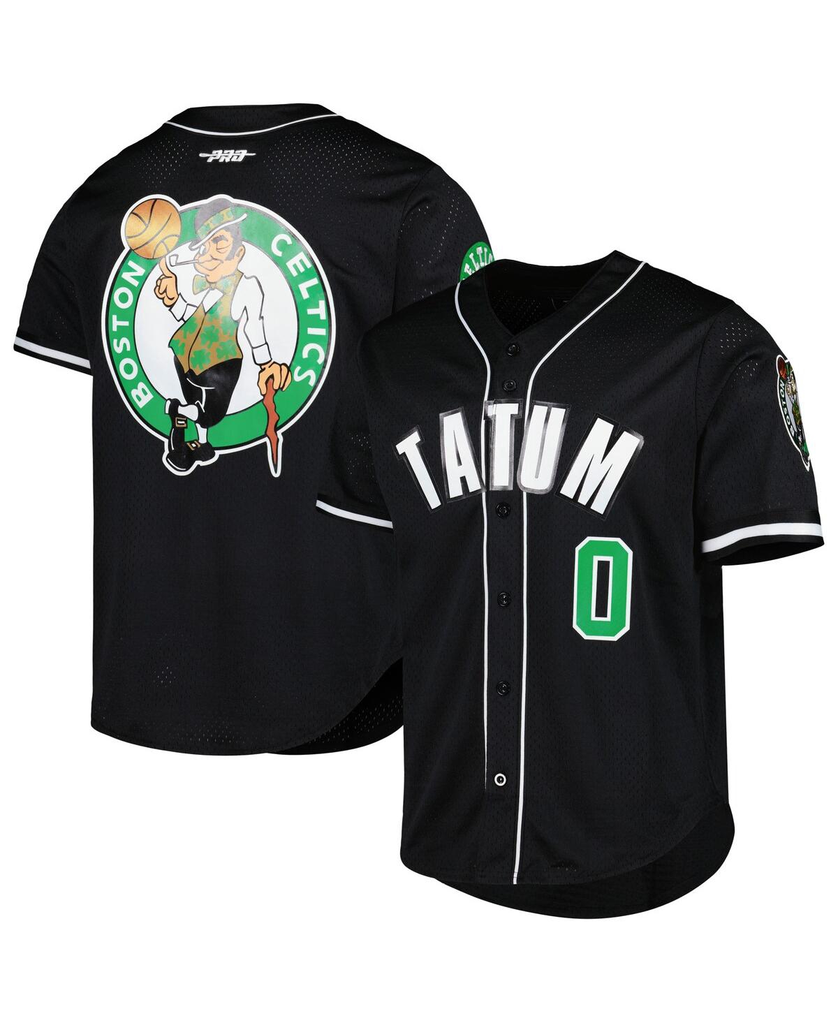 PRO STANDARD MEN'S JAYSON TATUM BLACK BOSTON CELTICS CAPSULE PLAYER BASEBALL BUTTON-UP SHIRT 