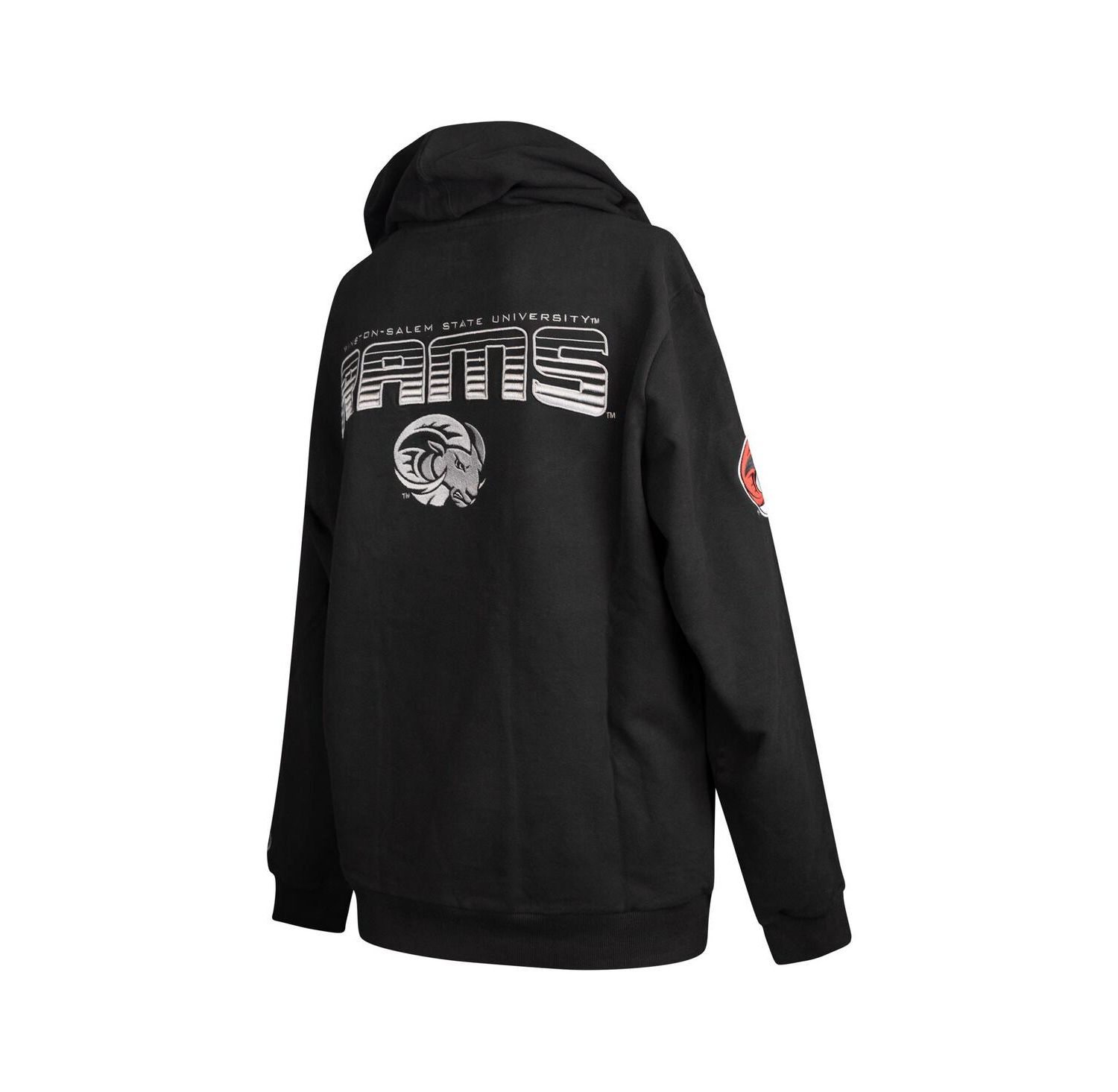 Men's Black Winston-Salem State Rams Puff Print Sliced Pullover Hoodie