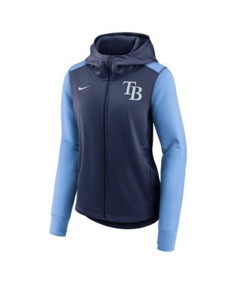 Women's Navy/Light Blue Tampa Bay Rays Authentic Collection Baseball Performance Full-Zip Hoodie