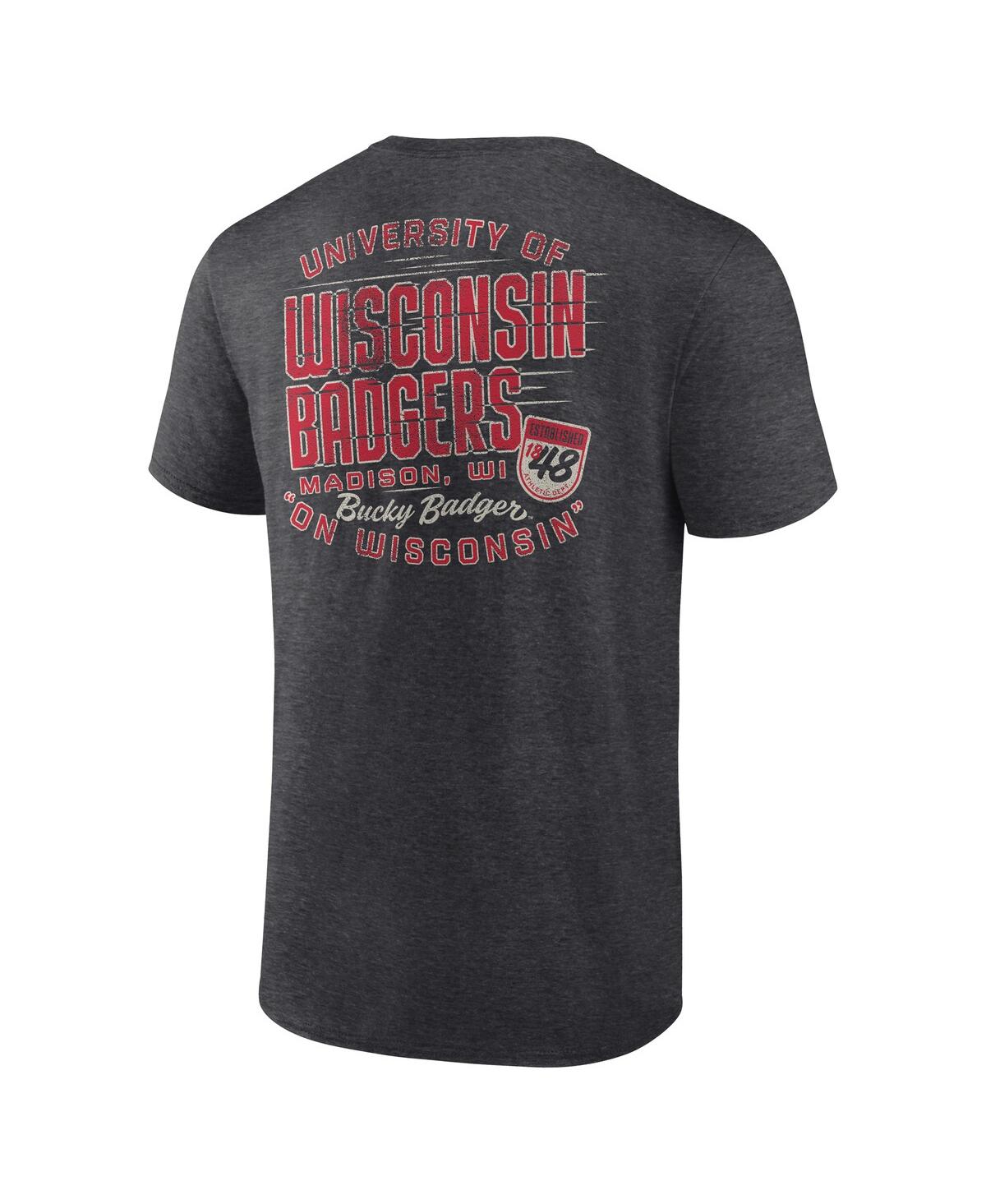 Fanatics Men's Heather Charcoal Wisconsin Badgers Iconic T-shirt In Heather Charcoal