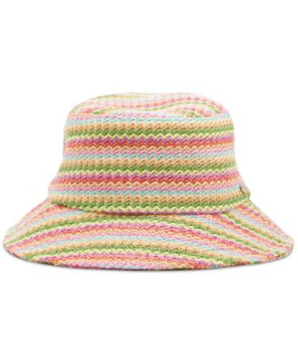 Steve Madden - Striped Crochet Straw Bucket Hat