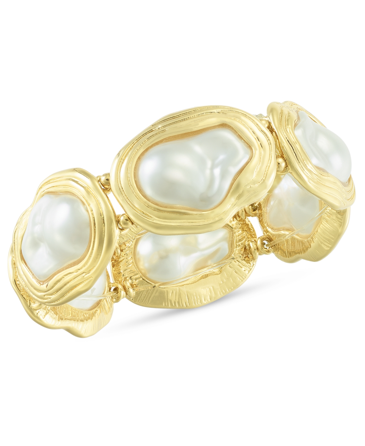 Gold-Tone Mother-of-Pearl Stretch Bracelet, Exclusively at Macy's - Yellow