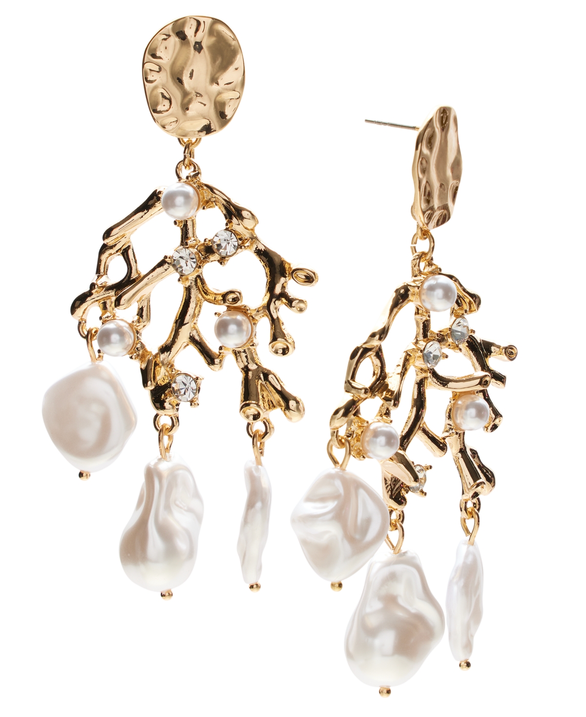 Gold-Tone Crystal & Imitation Pearl Reef Statement Earrings, Exclusively at Macy's - Yellow