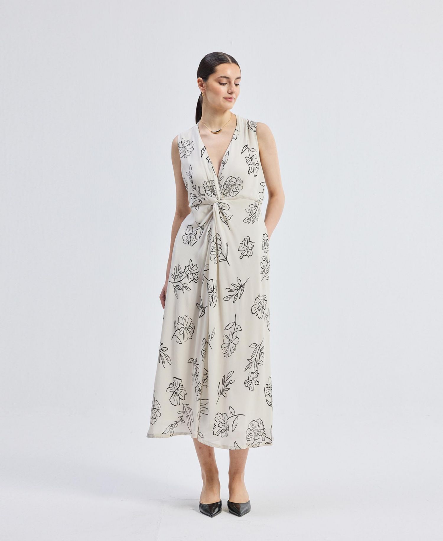 Women's Front Twist Maxi dress in Florals