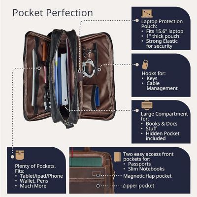Large Leather Briefcase - Large Capacity & Elegant - Perfect for Daily Usage