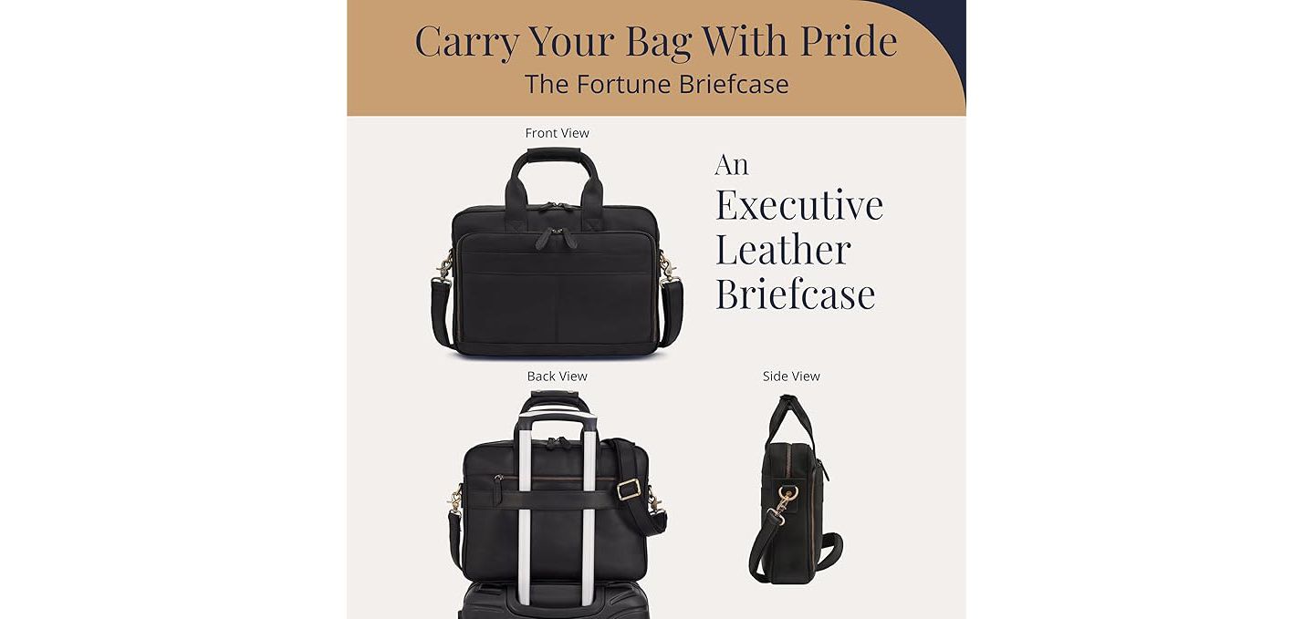 Сумка Luxorro Slim Leather Briefcase - Sleek and Elegant - Perfect for Daily Usage, цвет: Чёрный — фото 6