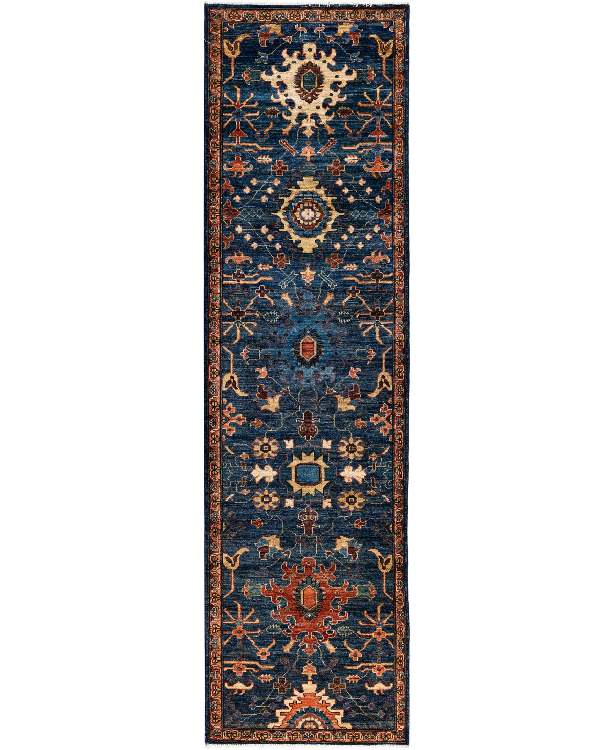Adorn Hand Woven Rugs Serapi M1945 2'7''x9'8'' Runner Area Rug In Blue