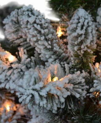 Puleo 6.5FT Pre-Lit Flocked Vancouver Pine Artificial Christmas Tree