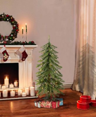 Puleo Pre-Lit Alpine Artificial Christmas Tree with 50 Lights, 3'