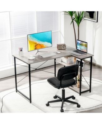 48 Inch Reversible L Shaped Computer Desk with Adjustable Shelf