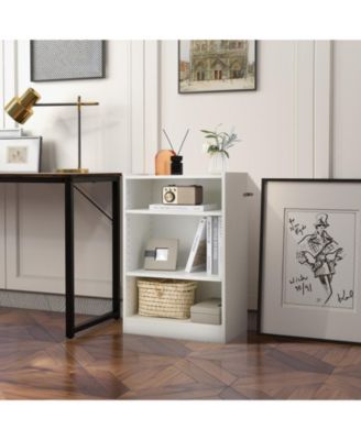 3-Tier Bookcase Open Display Rack Cabinet with Adjustable Shelves