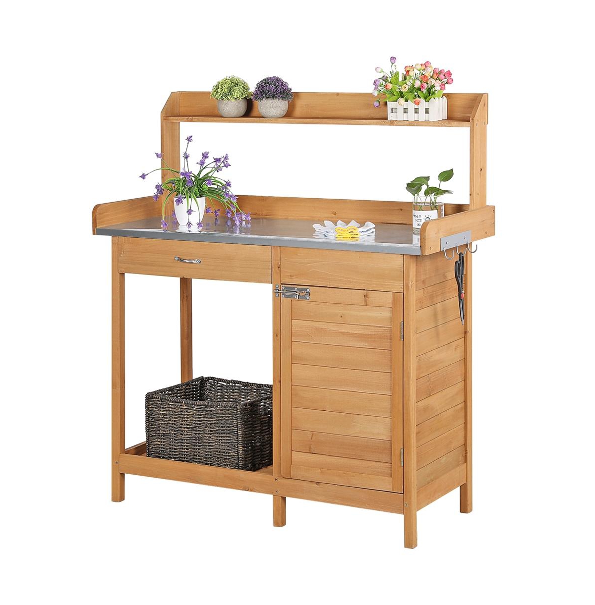 Outdoor Garden Potting Bench Table - Wood