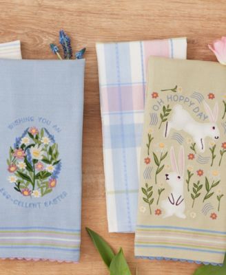 Oh Hoppy Day Cotton Dishtowels Set, 18"x28"