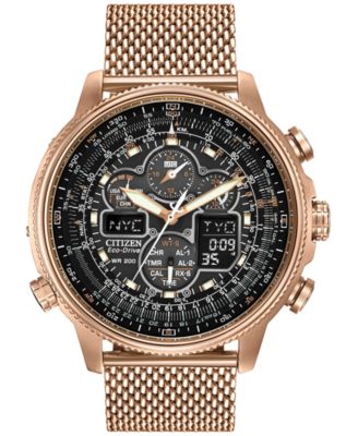 Citizen - Men's Eco-Drive Rose Gold-Tone Ion Plated Stainless Steel Bracelet Watch 48mm JY8033-51E