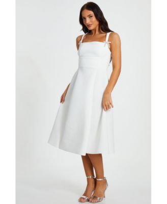Women's Scuba Foam Midi Skater Dress with Diamante Bows