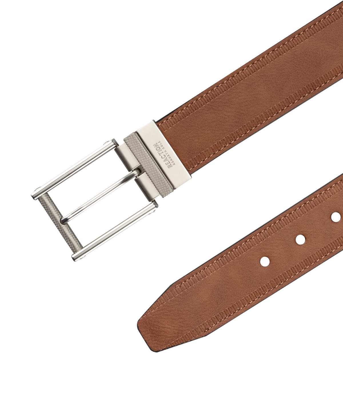 Kenneth Cole Reaction Men's 2-in-1 Modern Reversible Stretch Casual Belt In Cognac,black