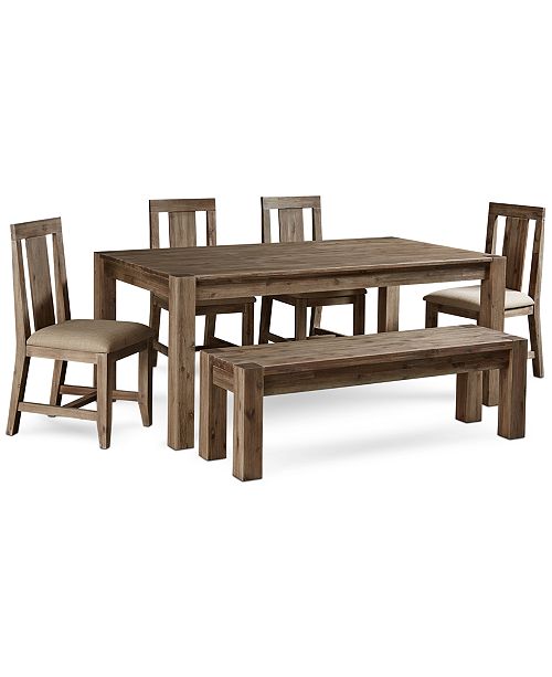 Furniture Canyon 6 Piece Dining Set, Created for Macy&#39;s, (72&quot; Dining Table, 4 Side Chairs ...