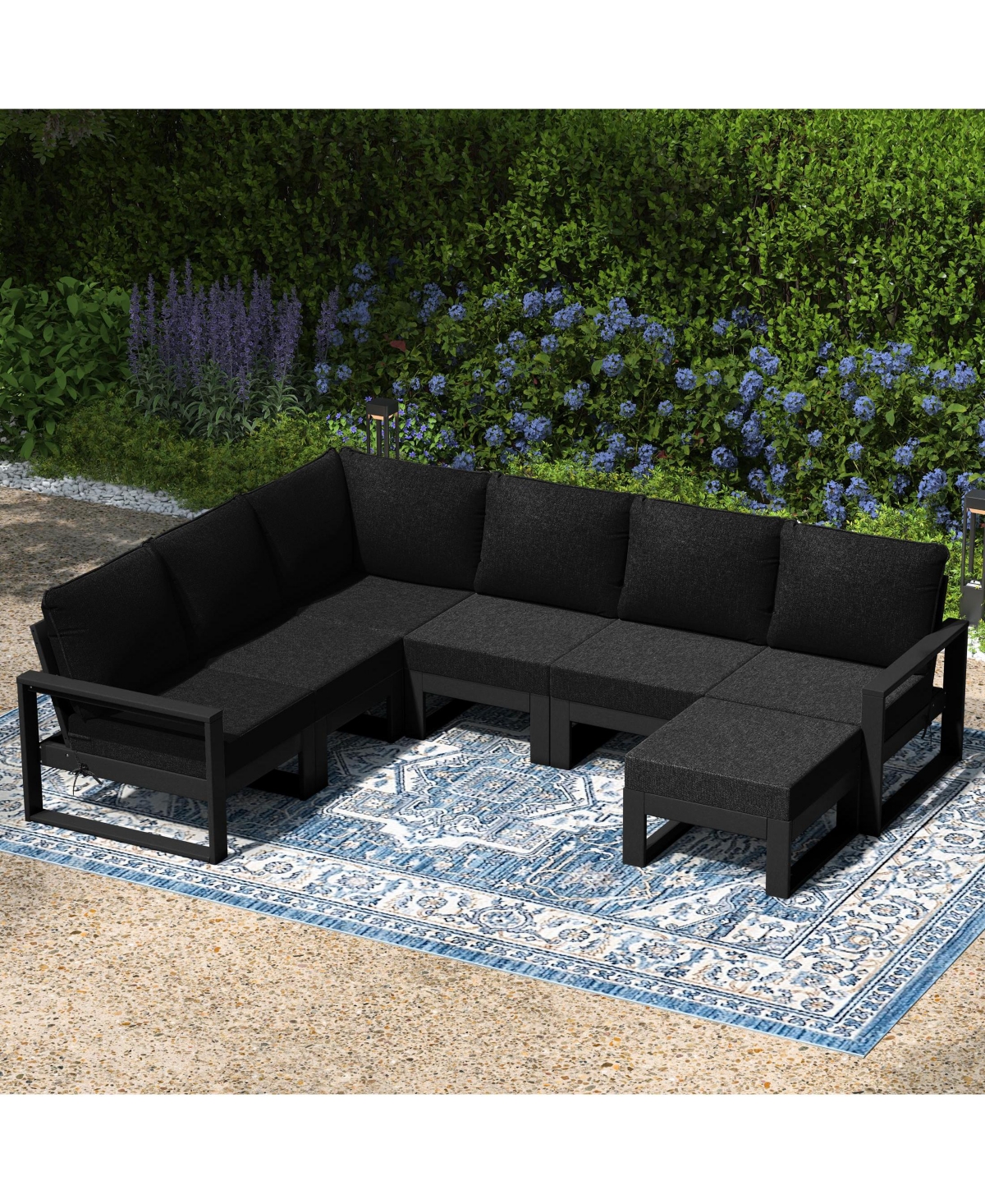 7-Piece Outdoor Modular L-Shaped Corner Patio Sectional Sofa Set