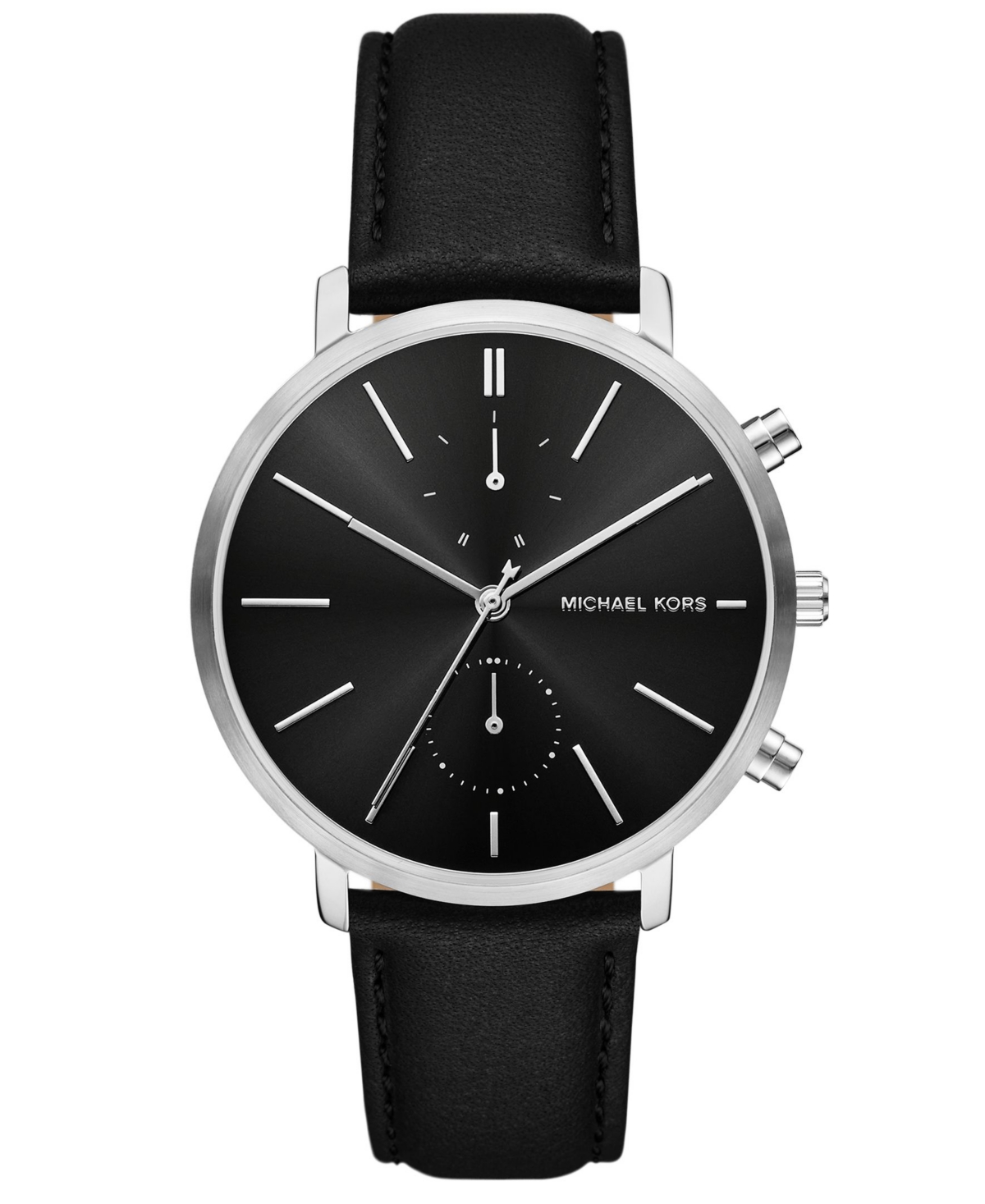 Michael Kors Men's Blake Multifunction Black Leather Watch, 42mm In Black