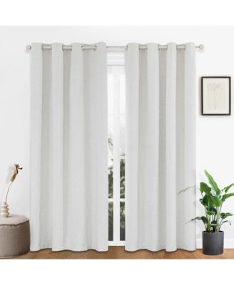 100% Blackout Linen Blend Texture Grommet Curtain Pair(2 Panels)