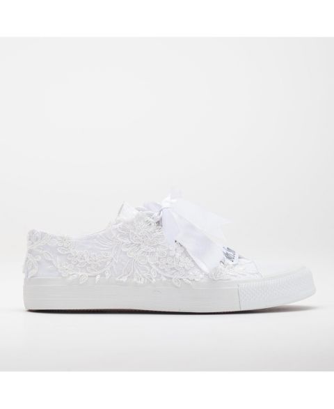 Женские кроссовки Forever & Always Shoes Belle Floral Lace Bridal, цвет: Белый