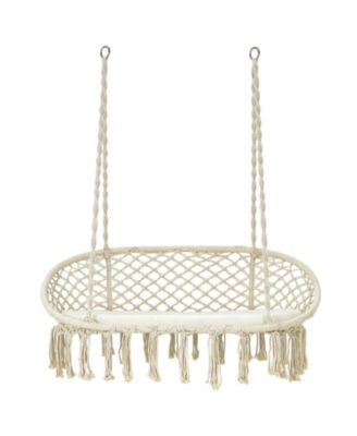 2 Person Hanging Hammock Chair with Cushion Macrame Swing
