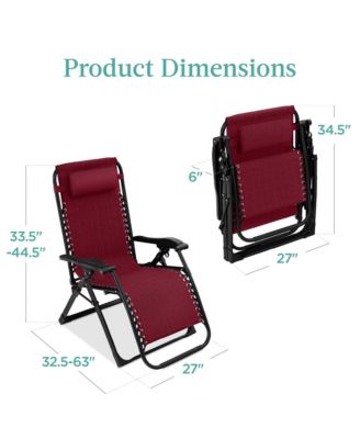 Oversized Zero Gravity Chair, Folding Recliner w/ Removable Cushion, Side Tray