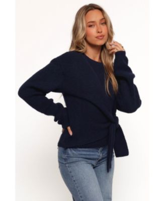 Women's Ettie Wrap Side Tie Knit Sweater - Burgundy
