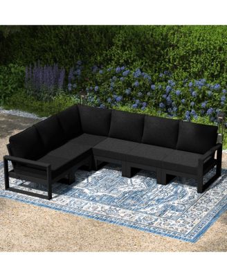 6-Piece Outdoor L-Shaped Patio Corner Sectional Sofa Conversation Set