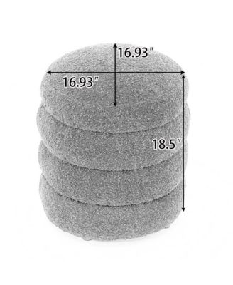 Round Velvet Ottoman Footstool, Small Upholstered Stool for Bedroom, Living Room, or Vanity, Modern Accent Seat-The Pop Home