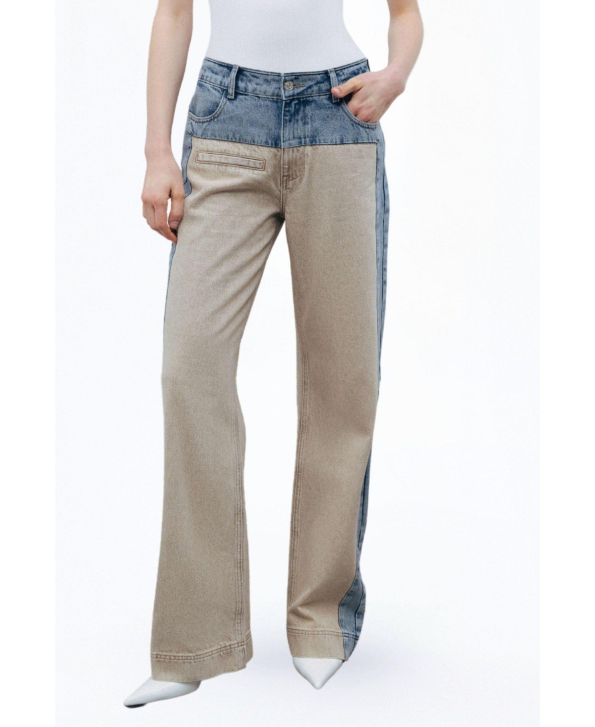 Women's Washed High Waist Jeans - Multi-colored