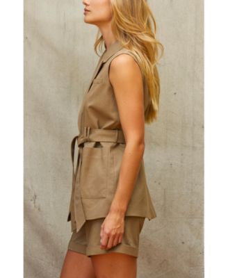 Women's Neah Belted Sleeveless Blazer