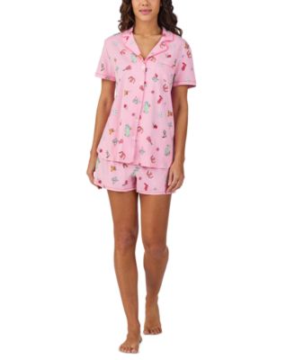 Cuddl Duds - Women's Printed Short-Sleeve Boxer Pajama Set
