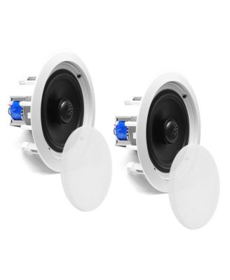 Pyle PDIC60T 6.5" In-Wall/In-Ceiling 2-Way Stereo Speakers with 70V Transformer - Flush Mount, White, Pair