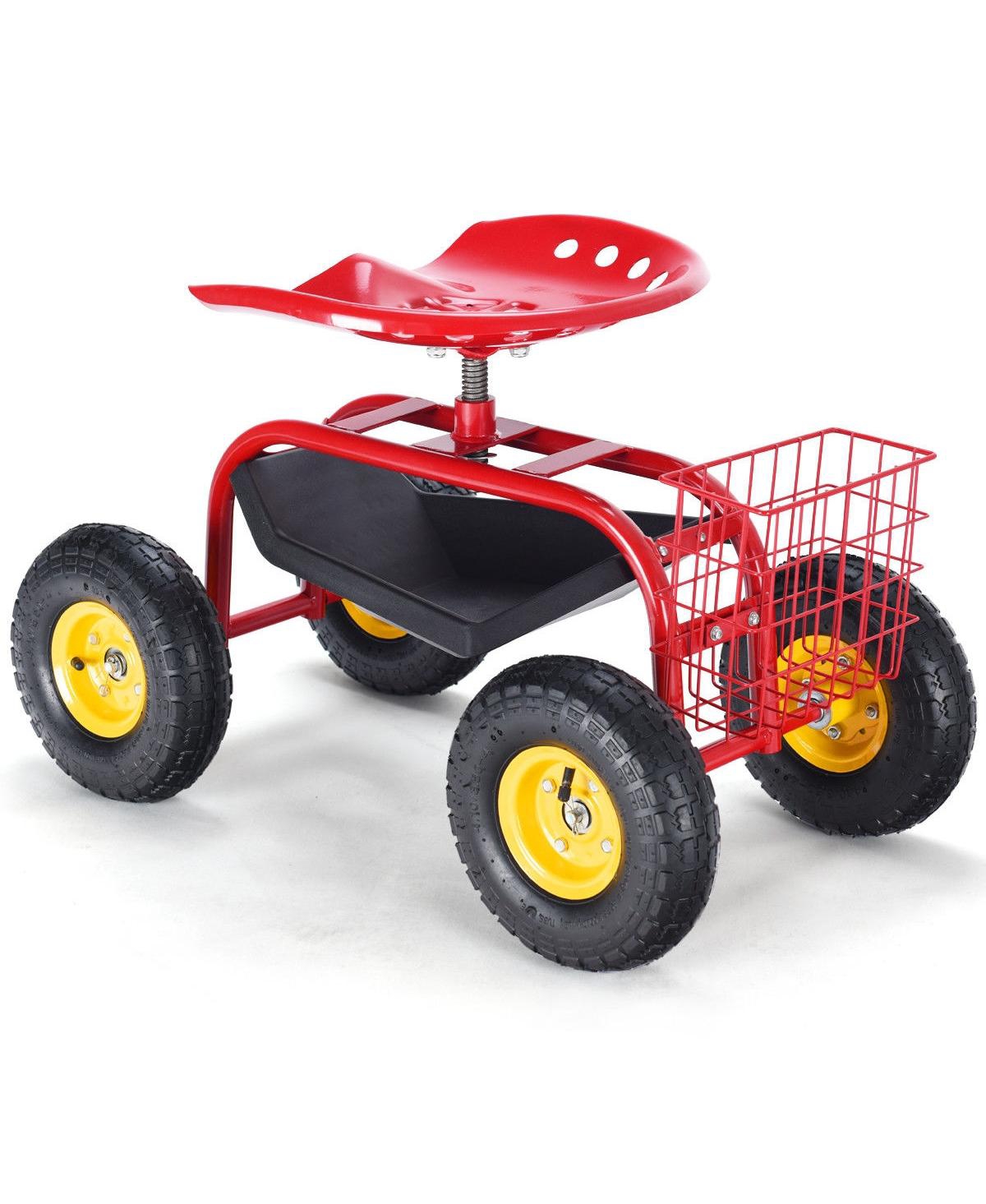 Garden Cart with Heavy Duty Tool Tray - Red