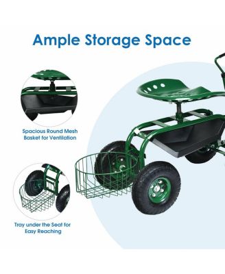 Extendable Handle Garden Cart Rolling Wagon Scooter