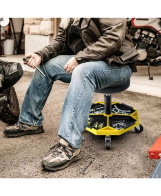 330 LBS Capacity Pneumatic Rolling Mechanic Stool with Padded Seat