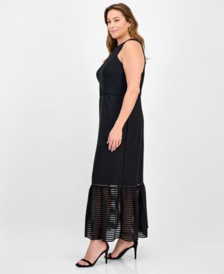 Plus Size Shadow-Striped Dress