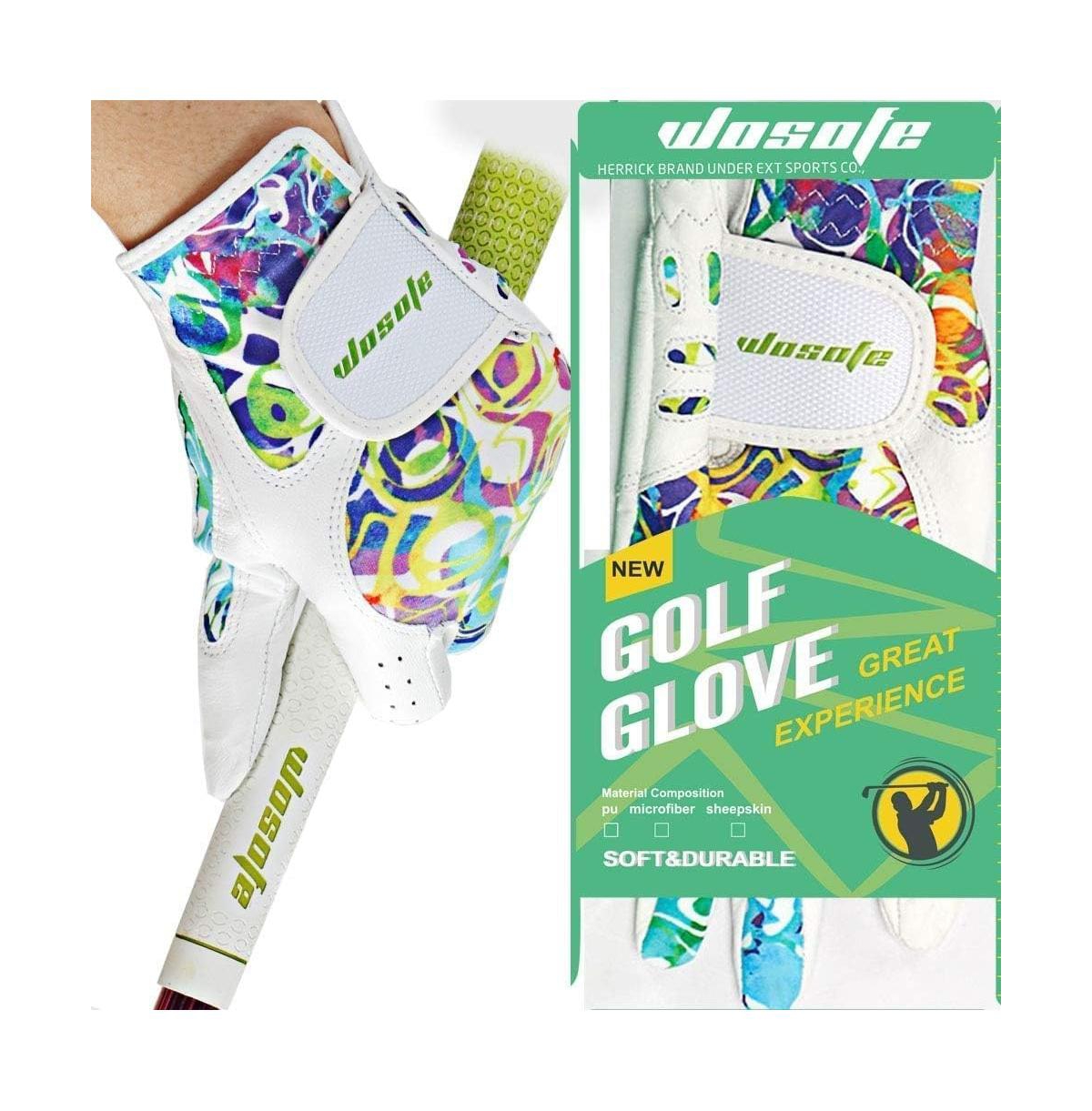 Wosofe Golf Gloves for Women Ladies Soft Leather Accessories Breathable for Non Slip Gloves 1 Pair