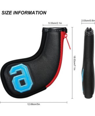 Golf Head Covers for Iron Headcover with Zipper Black Leather 10pcs Set Colorful Number Embroideried PU Leather Waterproof Fit All Brands