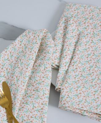 Spring Blossom Printed Cotton Napkins, Set of 4