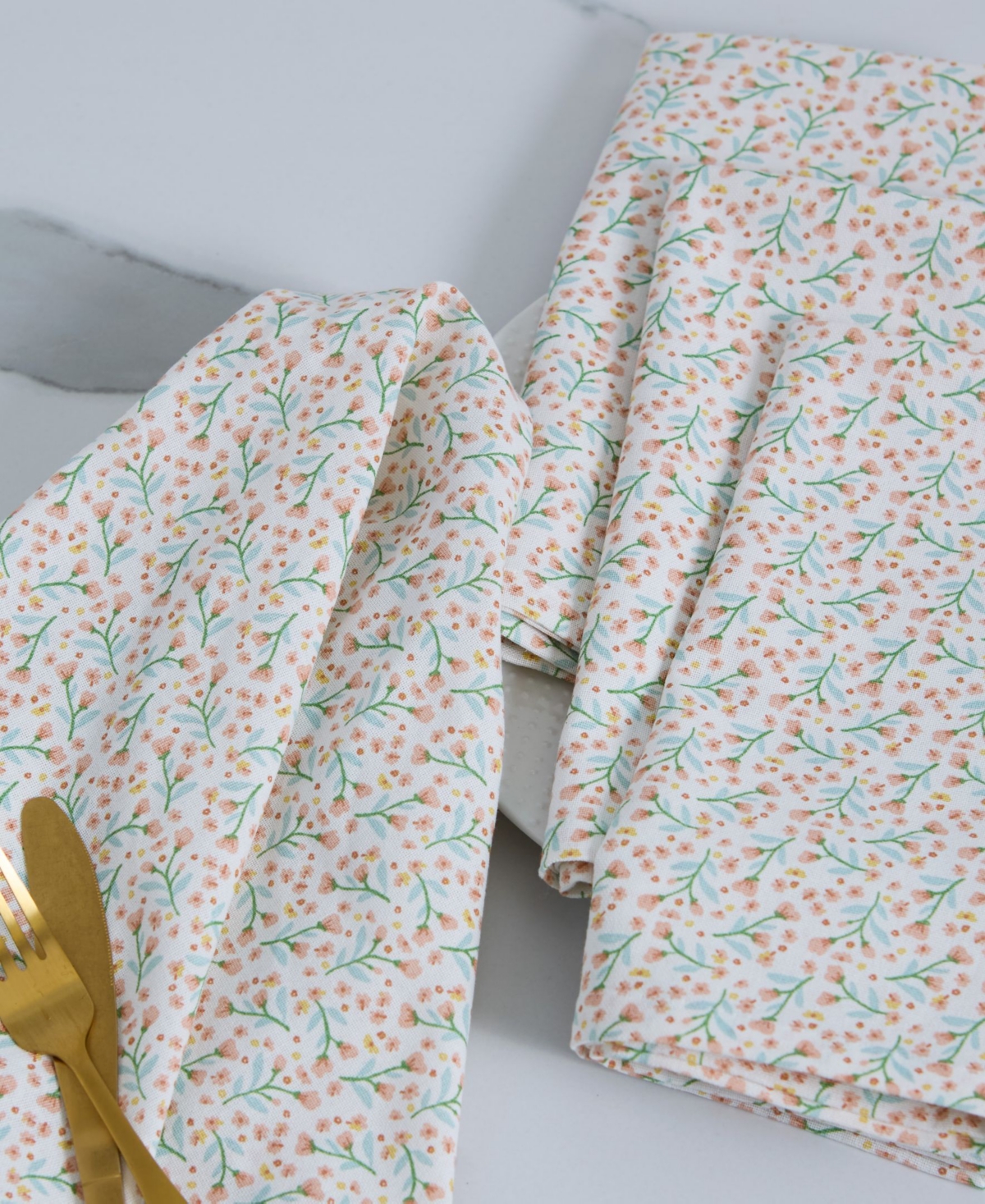 Design Imports Spring Blossom Printed Cotton Napkins, Set Of 4 In Off White