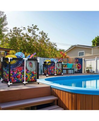 Extra Large Mesh Pool Storage Bin 214 Gallon Noodles Toys Holder 6 Wheels Rolling Cart Black