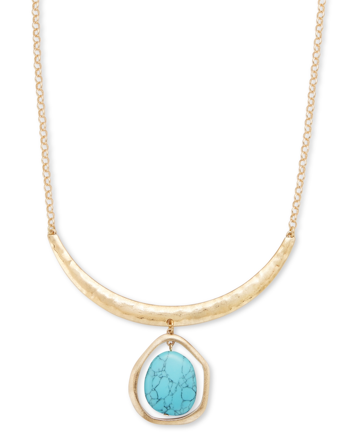 Gold-Tone Stone Orbital Statement Necklace, 18" + 3" extender, Exclusively at Macy's - Blue/turquoise