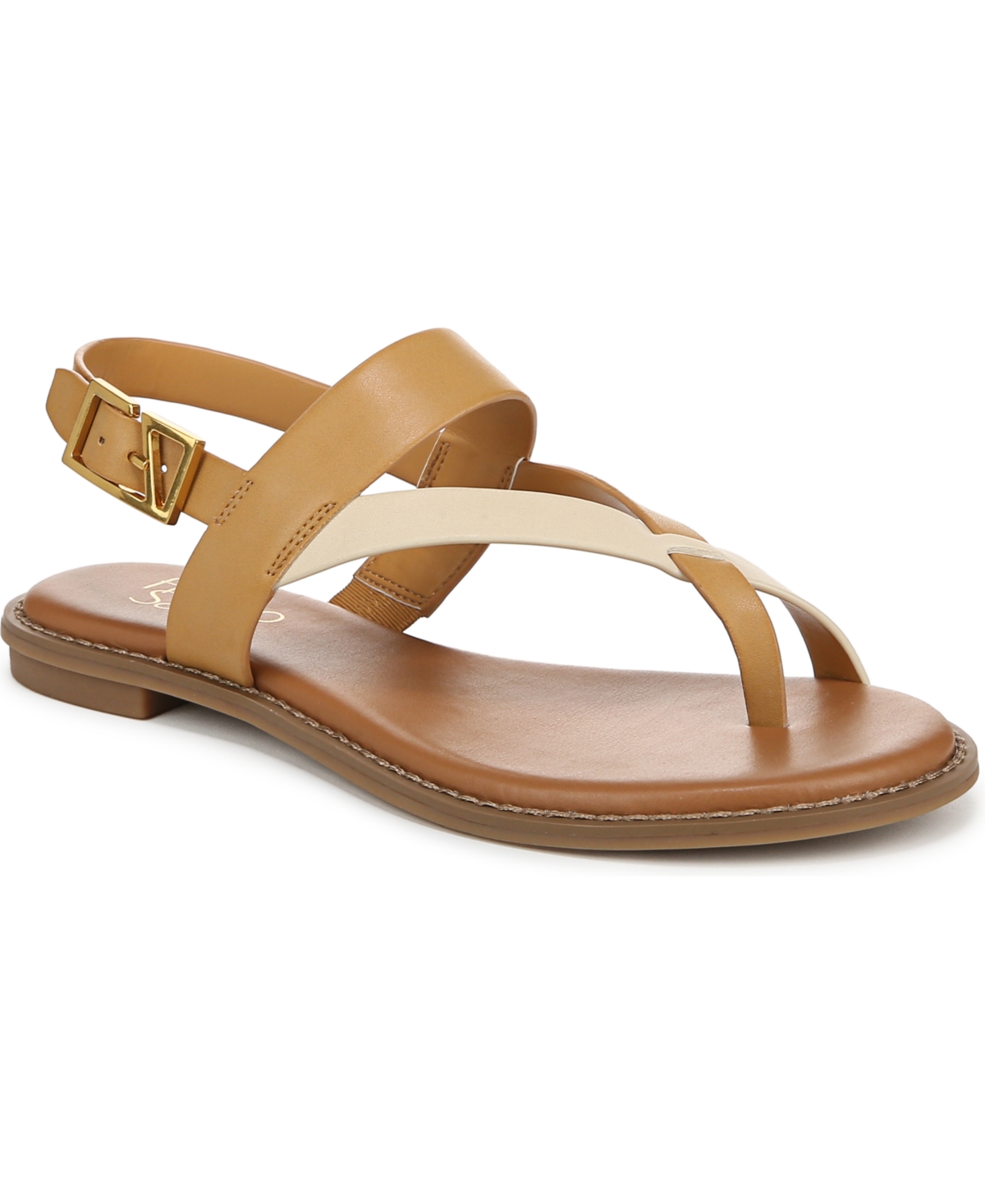Women's Gabby Open Round Toe Slingback Flat Sandals - Multi Tan Faux Leather