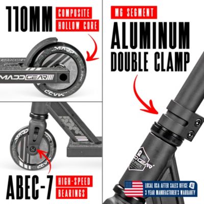 Pro Stunt Scooter for Kids Ages 8 - 12 – Lightweight Durable Trick Scooter for Skatepark and Street – MG3 - Black