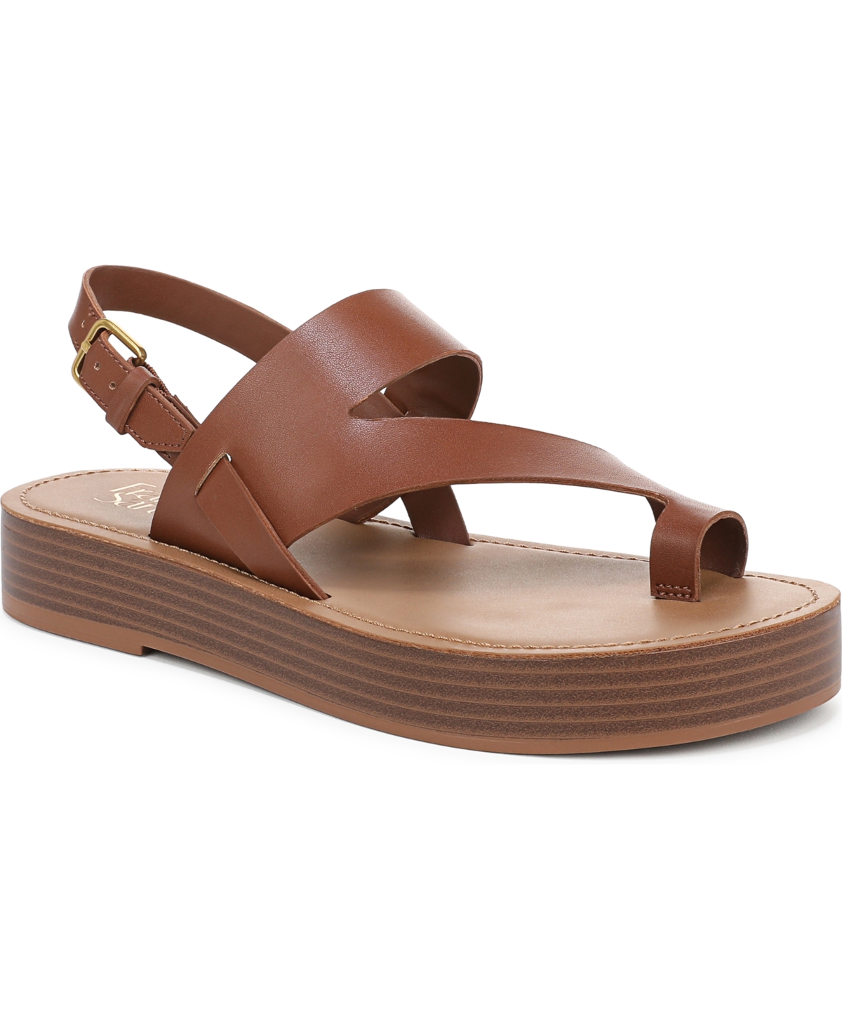 Women's Shayann Toe Loop Platform Sandals - Saddle Tan Faux Leather