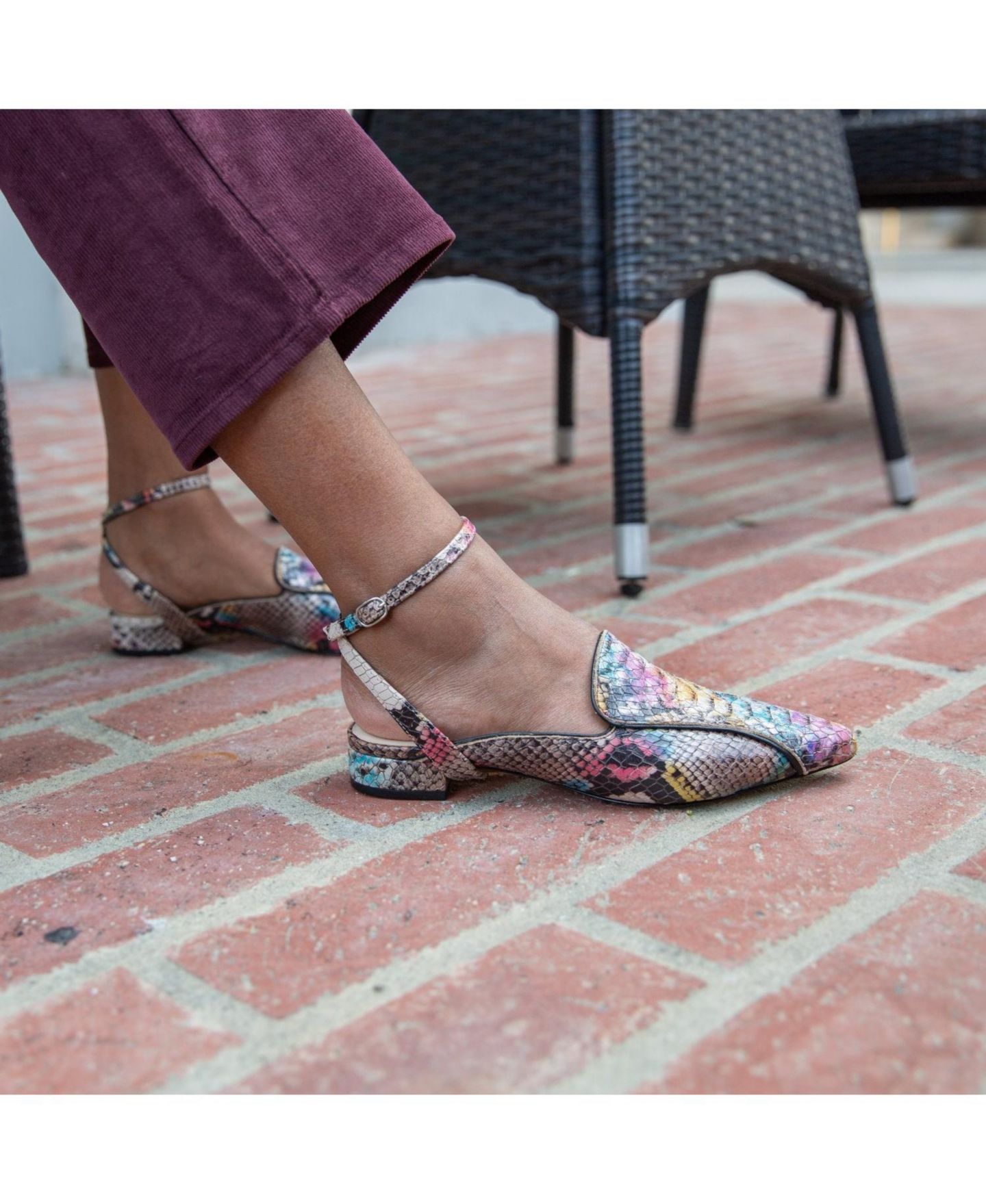 Женские сандалии Alterre Painted Snake Marilyn Customizable Pointed Loafer, цвет: Змеиный — фото 5