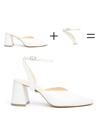 Women's White Marilyn Customizable Bridal V Mules